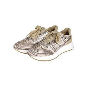 SOFTWAVES Women's Ardi US9,5-10 Sand Leather Raffia Woven Platform Sneakers